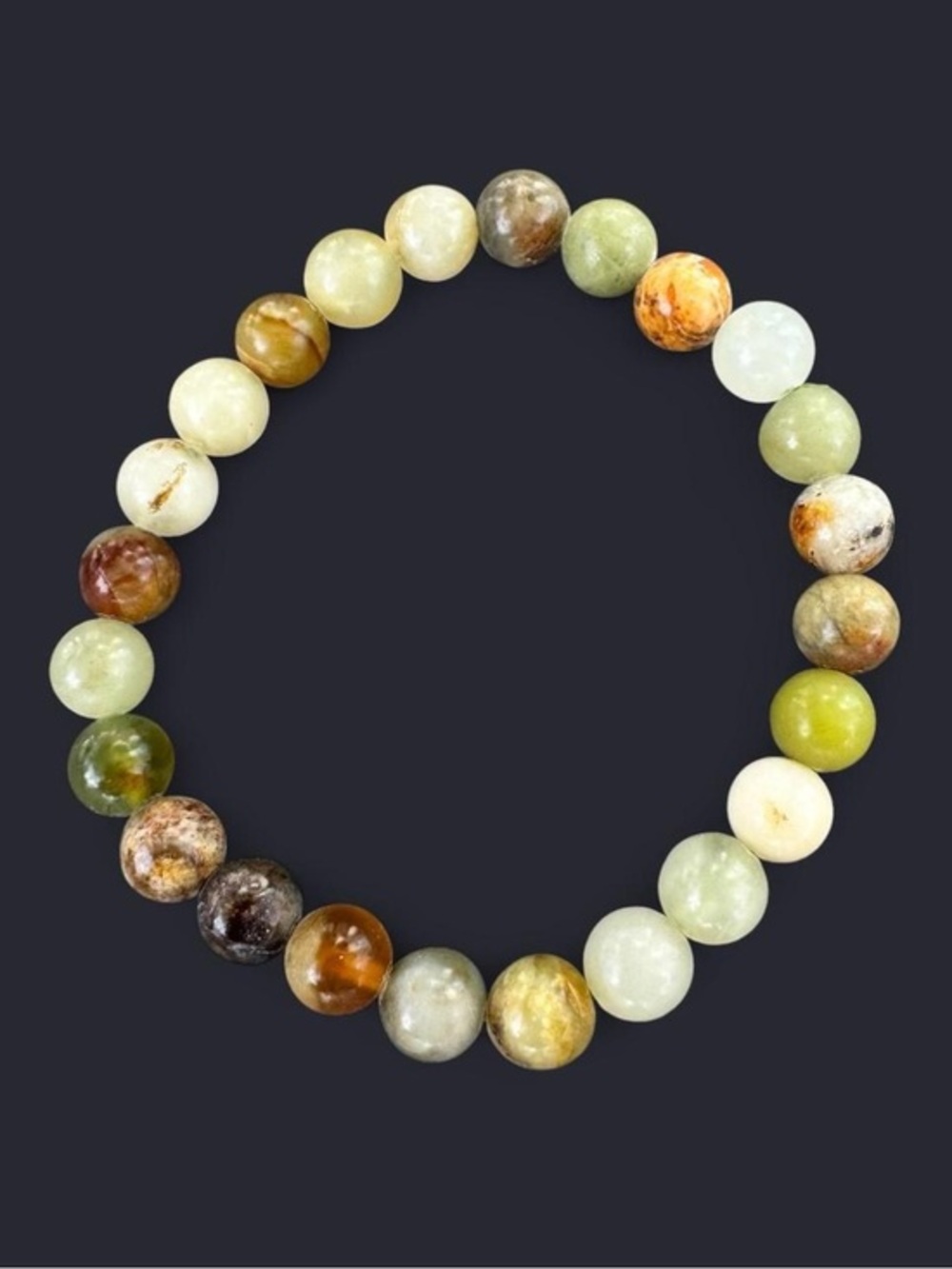 Flower Jade Gemstone Bead Bracelet 8mm